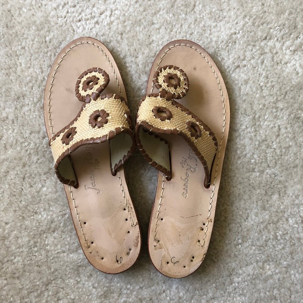 Jack Rogers Tan Brown Woven Sandals